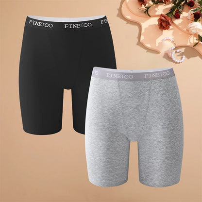 2pcs Women's High Waisted Boxer Briefs Cotton Plus Size Panties Sexy Elastic Waistband Sports Shorts Casual Comfortable Lingerie