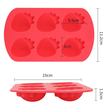 Silicone Ice Mold Fruit Shape Chocolate Candy Molds Set 6 Cavity Silicone Baking Mold Ice Cube Tray-Wedding,Parties DIY Crafts