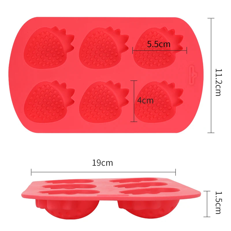 Silicone Ice Mold Fruit Shape Chocolate Candy Molds Set 6 Cavity Silicone Baking Mold Ice Cube Tray-Wedding,Parties DIY Crafts