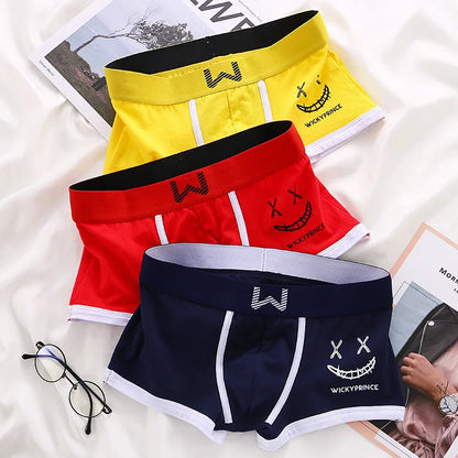 1/3/4 Pcs Mens Underwear Cotton Men Boxer Panties U-convex Man Breathable Underpants Sexy Comfort Male Boy Smiling Face Boxers