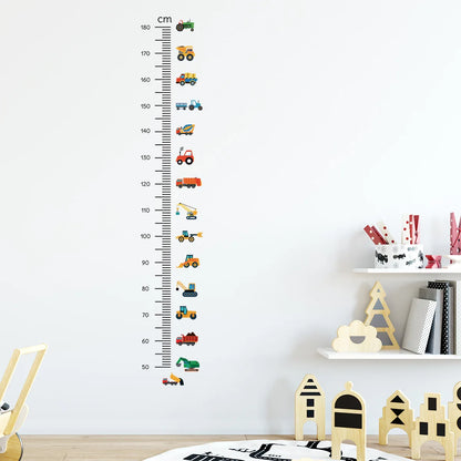 Cartoon Car Height Measurement Wall Stickers for Waterproof Removable PVC Kids Room Kindergarten Home Decoration