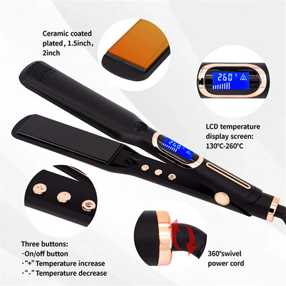 Professional Hair Straightener Curler 480℉ / 250℃ Keratin Treatment Flat Iron Ceramic Plate 3 sizes Available Dual Voltage