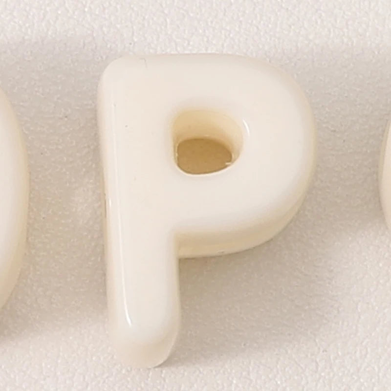 20pcs Beige Acrylic Large Hole Letter Loose Beads DIY Necklace