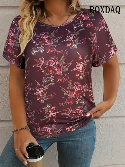 Tie Dye Striped Print T Shirt For Women 2025 Summer Clothes Fashion Round Neck Loose Short Sleeve Tee Shirt Plus Size Casual Top