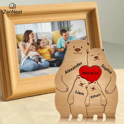 Bear Home Wooden Puzzle Personalized Custom Decor Heart Warmer