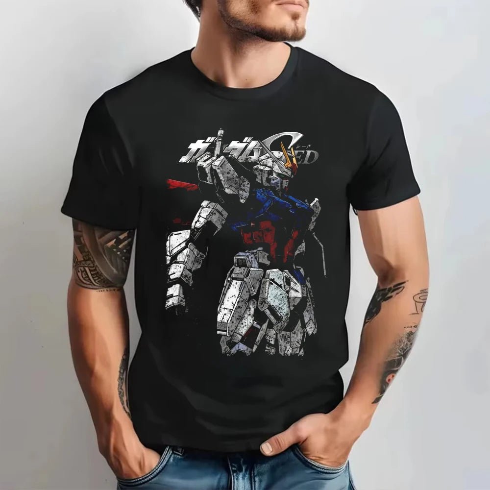 Gundam Japanese Anime Printed Men's T-Shirt Boy Children's Harajuku Short Sleeve Kids 90s Anime Gundam T-shirt Clothing Tee Tops
