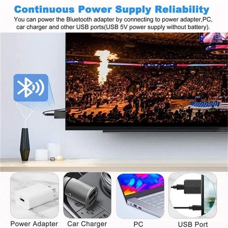 2 In 1 USB Bluetooth 5.0 Dongle Adapter Receiver Transmitter Stereo Wireless Audio Adapter USB 3.5mm for PC Desktops Headphones