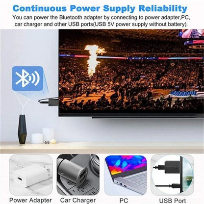 2 In 1 USB Bluetooth 5.0 Dongle Adapter Receiver Transmitter Stereo Wireless Audio Adapter USB 3.5mm for PC Desktops Headphones