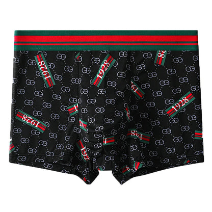5PCS Ice Silk Men's Underwear Thin Ice Breathable Trendy Light Luxury Men's Underpants Fashion Mid Waist Loose Men Boxer Shorts