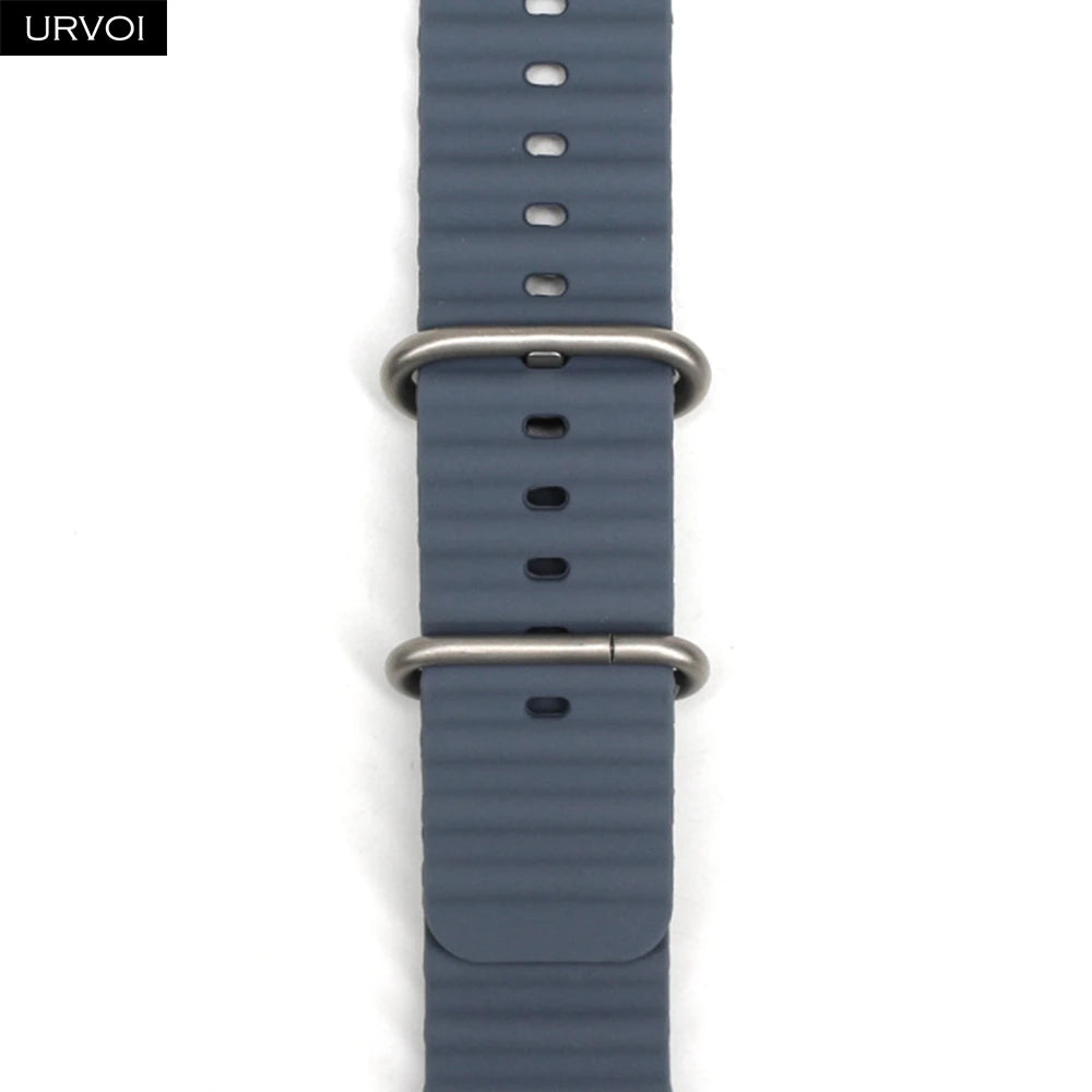 URVOI Ocean Band for Apple Watch Ultra 4 3 2 Strap Series 12 11 10 SE Sport Band for iWatch Silicone Wristband Black Buckle 49mm