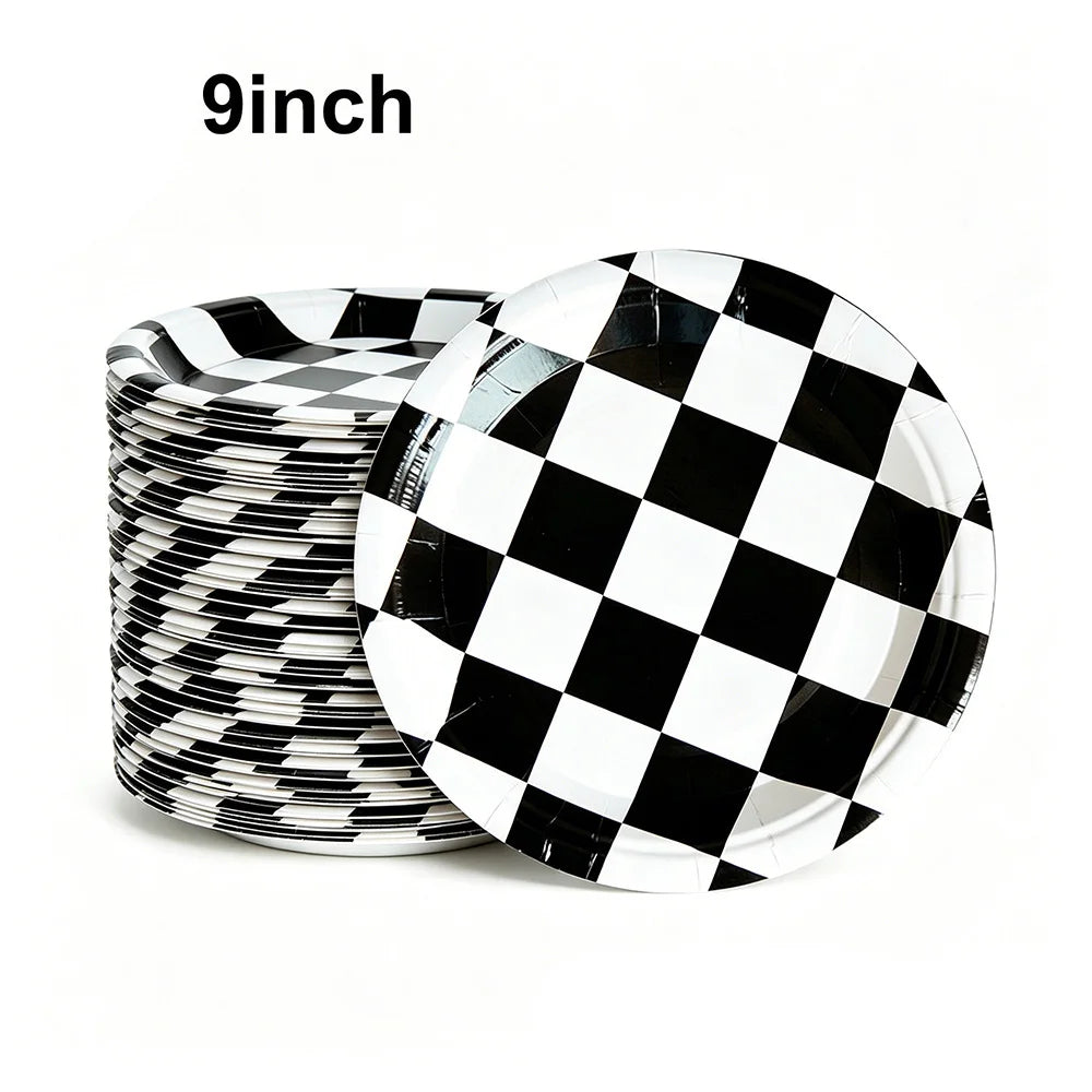 20/100Pcs Racing Car Birthday Party Supplies 7''and 9'' Paper Plates Dessert Cake Plates Napkins Racing Theme Birthday Decoratio