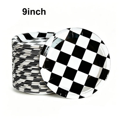 20/100Pcs Racing Car Birthday Party Supplies 7''and 9'' Paper Plates Dessert Cake Plates Napkins Racing Theme Birthday Decoratio