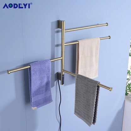 Bathroom Electric Bath Towel Warmer Heating Rotatable Dryer Shelf Rail Heated Digital Display Thermostatic Heater 110/220V