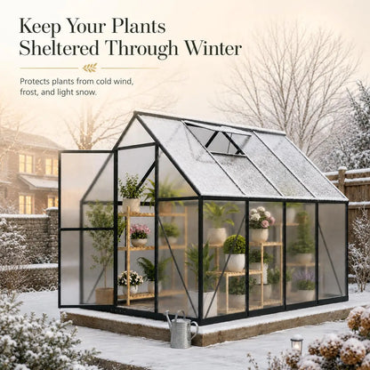 6x8 FT Polycarbonate Greenhouse, Walk-in Greenhouses for Outdoors, Aluminum Frame Plant Green House with Locking, Customized