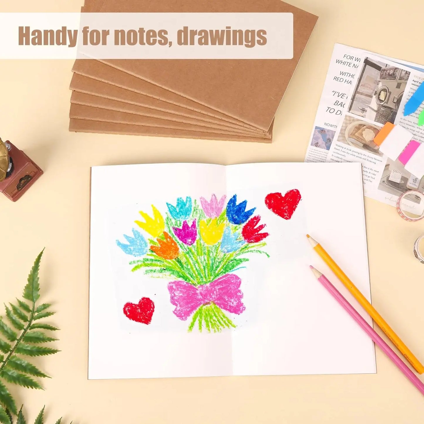 24 Pack Blank Kraft Notebooks A5 Journals Bulk 60 Pages Unlined Paper Sketchbooks for Travel Journaling Writing