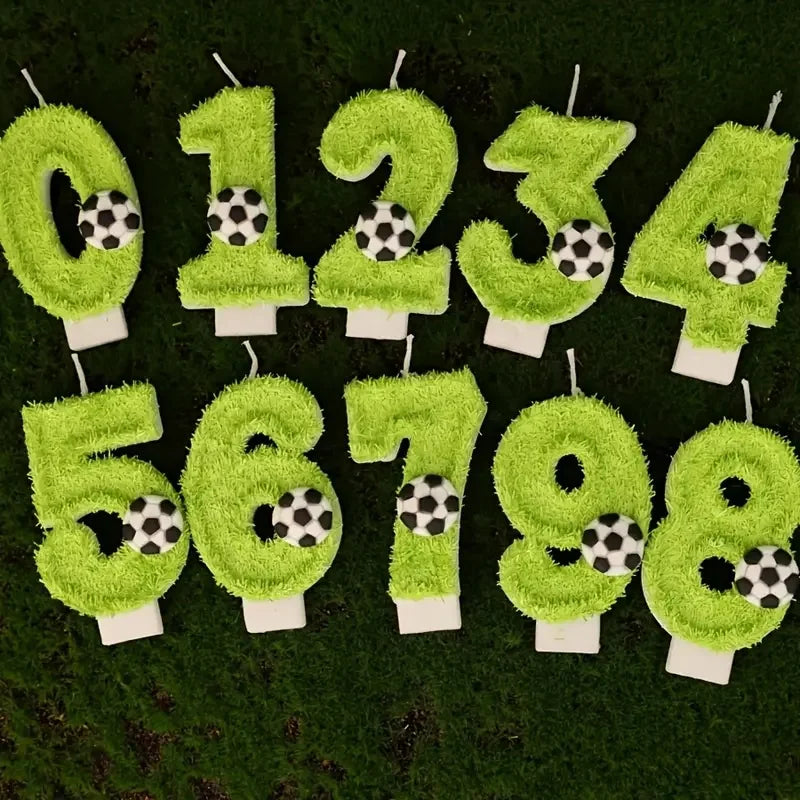 New 0-9 Number Birthday Candles Original Green Silk Football Birthday Cake Digital Party Anniversary Candle