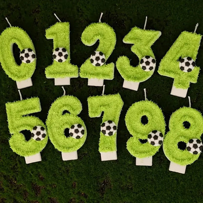 New 0-9 Number Birthday Candles Original Green Silk Football Birthday Cake Digital Party Anniversary Candle