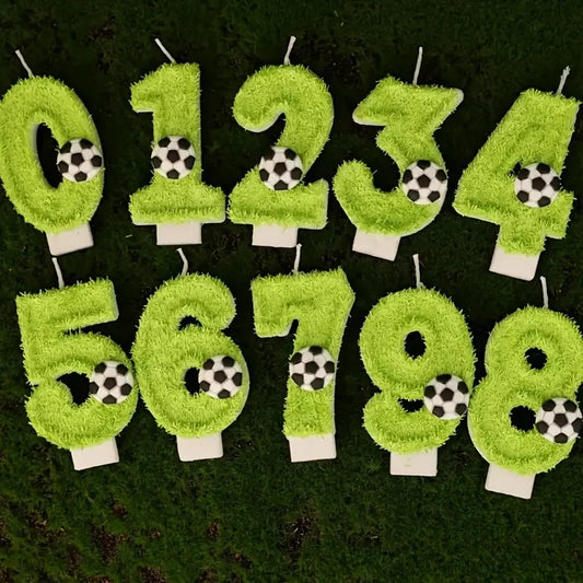 New 0-9 Number Birthday Candles Original Green Silk Football Birthday Cake Digital Party Anniversary Candle