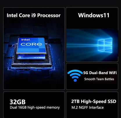 2026 HOT 15.6" Laptop 32GB 2TB Windows 11 Intel Core I9-9900 Gaming Computer PC 1920*1080 HD Gamer Office Ultra Slim Notebook