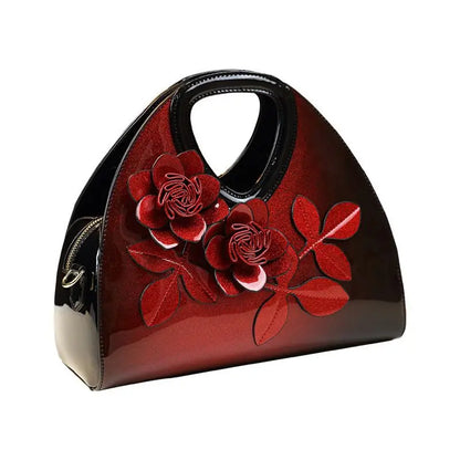 Genuine Leather 2024 New Fashion Women Handbags Flowers Dumpling tote Bag Middle-aged Mother Single Shoulder Crossbody Bags