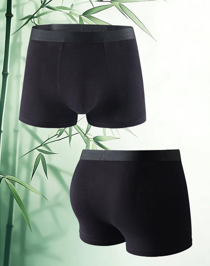 3Pieces Men's Bamboo Fiber Black Boxer Shorts Thin, Quick Drying Soft and Comfortable Men's Underwear Daily Casual Boxer Briefs