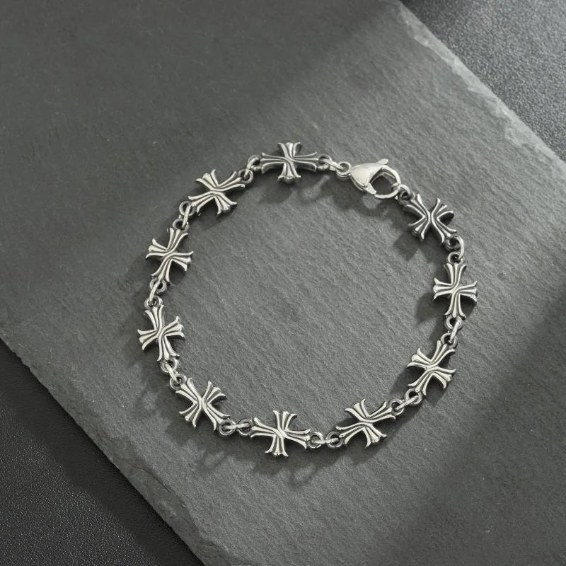 Punk Chain With Cross Necklace For Man Woman Hiphop Crosses Trend Jewelry Premium Clavicle Chain Gothic Bracelet Y2K Accessories