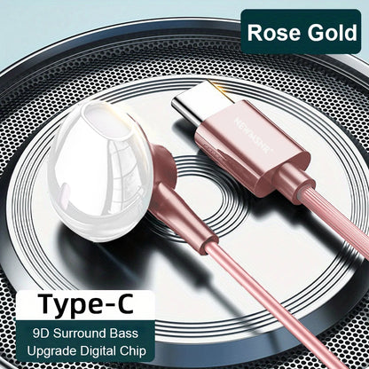 9D Surround Bass Type C&3.5mm Headphones Wried Control Headsets In HD Mic In-ear Earbuds For IPhone15/16/17 For Samsung Earphone