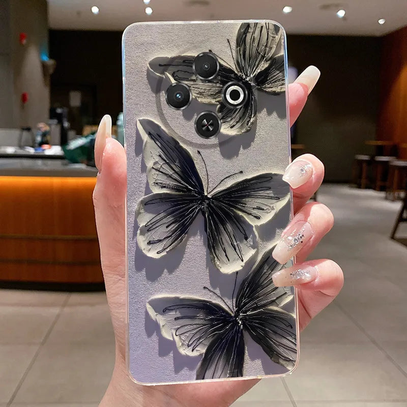 For Tecno Spark 30C Case kl5 kl5n Aesthetic Butterfly Flower Clear Soft Silicone Back Cover Techno Spark 30C Phone Case k15 k15n