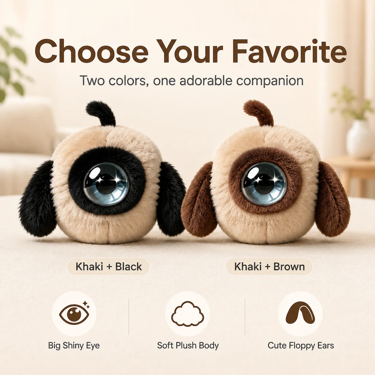Color-block One-eyed AI Plush Toy Cute Ball Shape with LED Screen Smart Voice Interactive Robot Storytelling Kids Emotional Comp