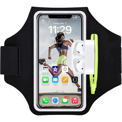 Cell Phone Running Armband Holder for iPhone 17 16 15 14 Pro Max Galaxy S25 S24 Sweatproof Arm Band with Card/Key Bag
