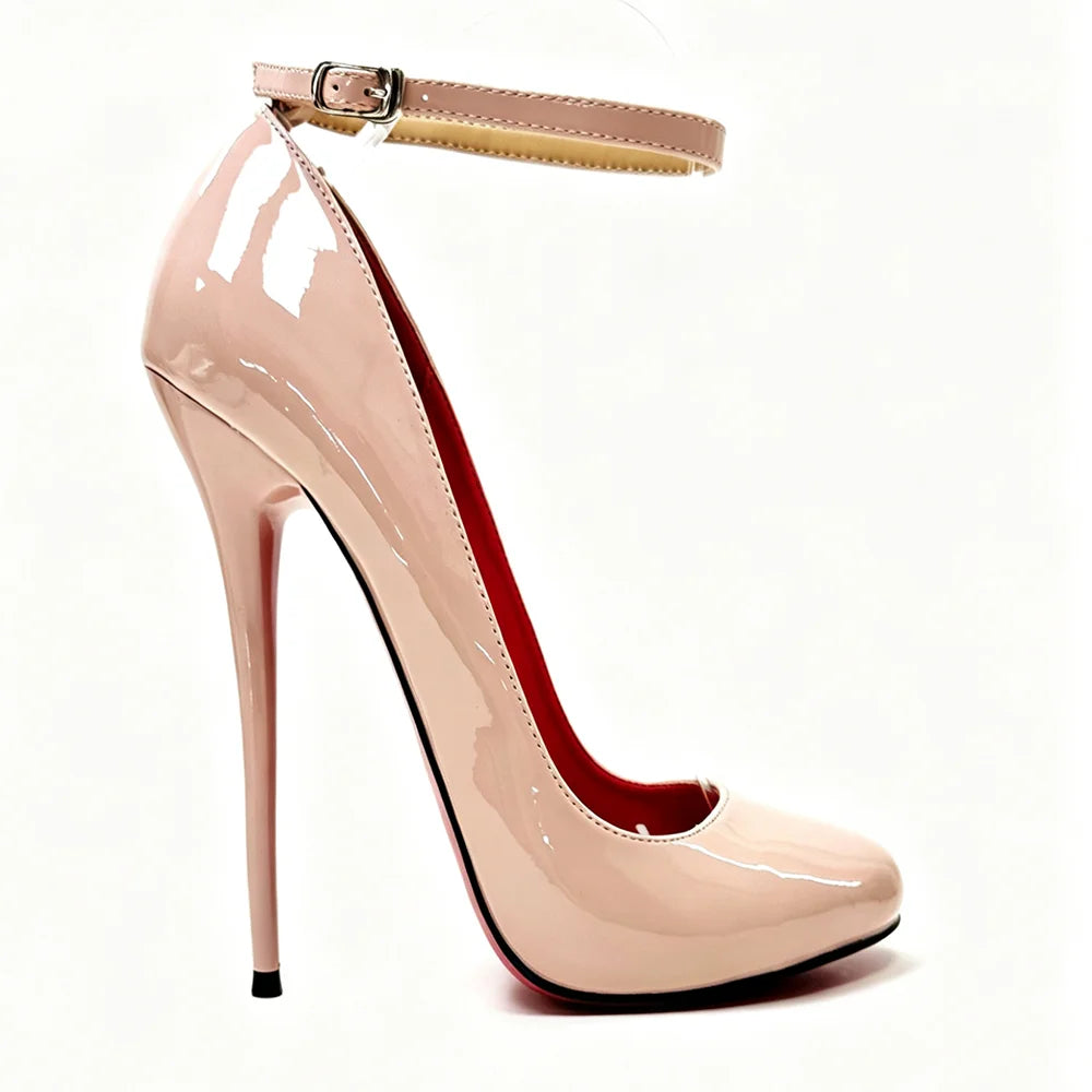 New Customize 14/16CM Super High Heels Ankle Strap Pumps,Round Toe Stiletto Heels Pole Dance Unisex Party Club Shoes Plus Size