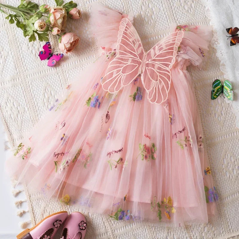 Girls' Dress Summer Lace Floral Print Cute Princess Baby Girl Dress Adorable Wedding Flower Girl Outfit