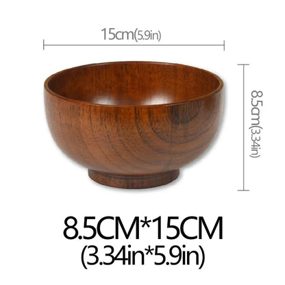 Sour Jujube Wood Old Lacquer Household Bowl Japanese Style Wooden Soup Rice Bowls Tableware For Kids Children Adults