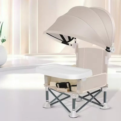 Portable Outdoor Camping Folding Dining Chair Sunshade High Chair with Tent Baby Picnic Table Chair Camping Gear
