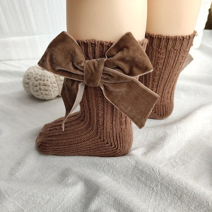 Winter Baby Socks Boy Girl Newborn Autumn Big Bow Socks Children Mid-tube Warm Cotton Socks Toddler Infant Accessories Clothes