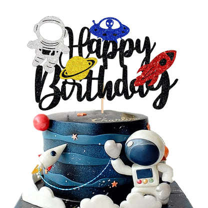 Weightlifting Cake Topper Happy Birthday Sports Pump Iron Kids Boy Man Party Baby Shower Cupcake Decoration Baking Supplies DIY