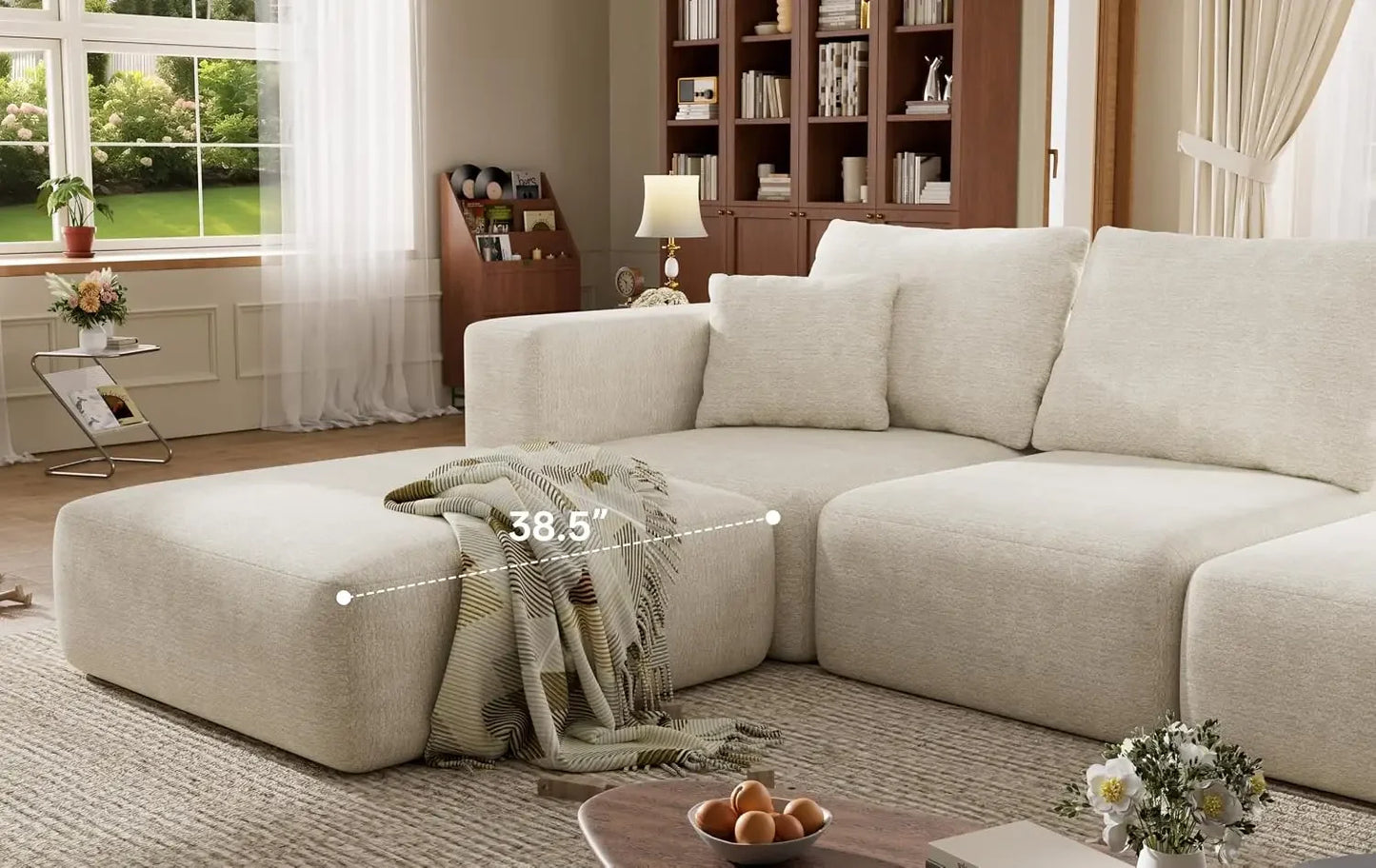 Extra Deep 150 Inch Oversized Modular Sofa Beige Couch Sectional Six Seat