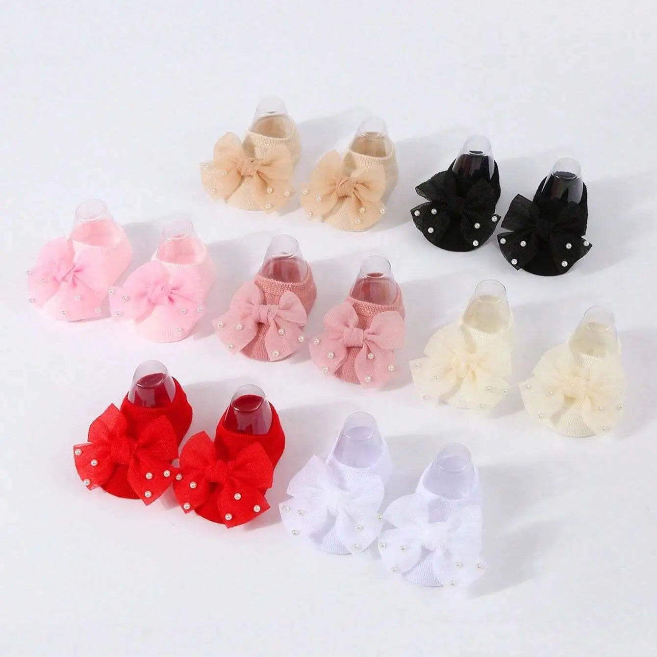 Soft Baby ulle Bow with Pearl Embellishments Socks  Ideal for Birthday & Photoshoot baby socks