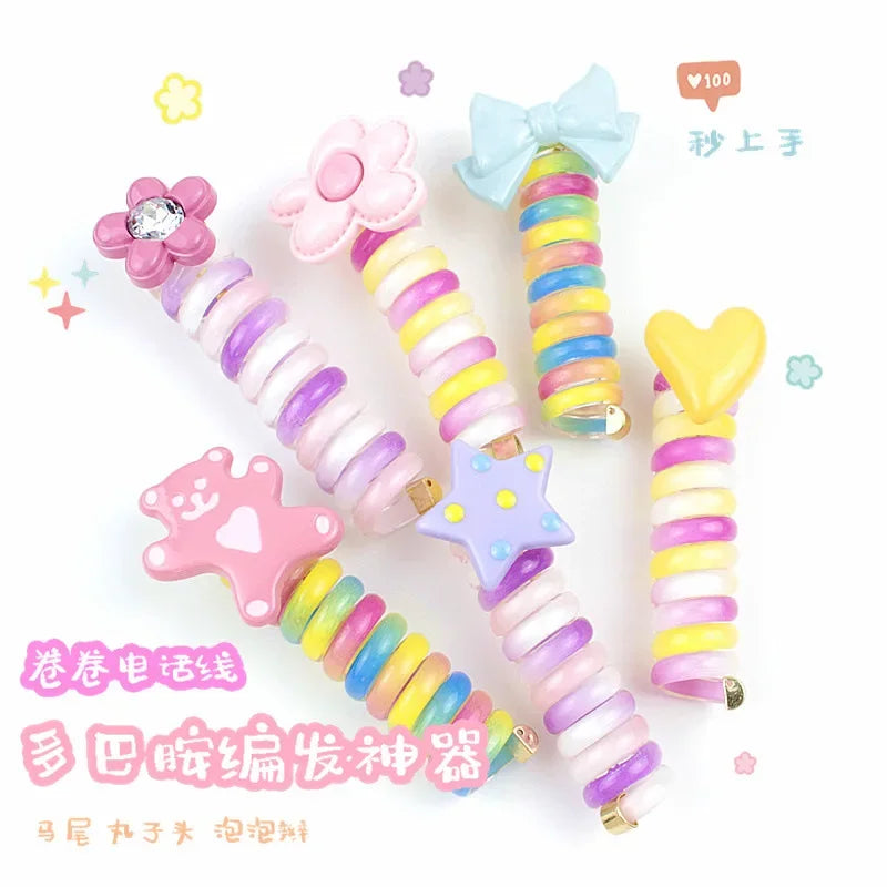 rope adult telephone cable ring Rabbit Cute Hair Ring Large Frosted Adult Hair Tie  head ring Children's telephone hephone Cable