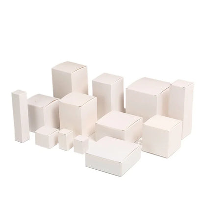 20pcs White Kraft Box 4-23cm Height Small Carton Universal Packaging Box Square Blank Cardboard Box for Candle and Gift