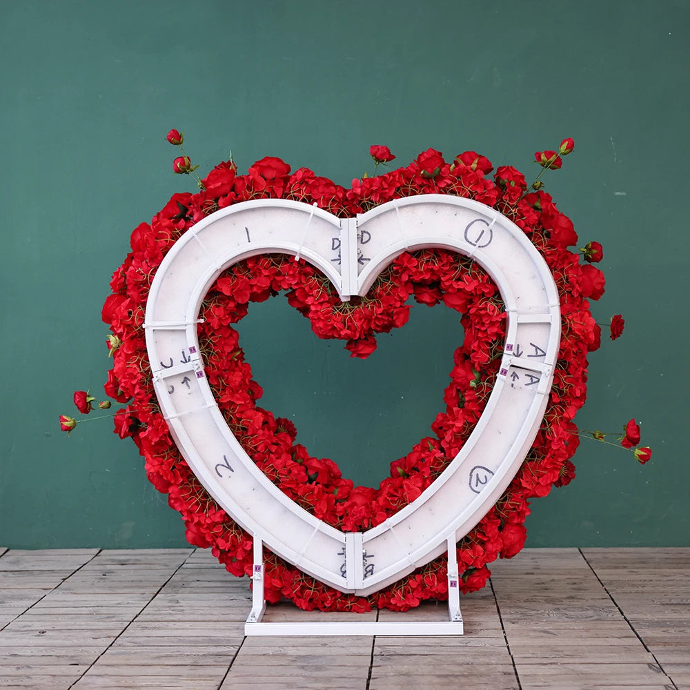 Heart Shaped Artificial Flowers Wreath Proposal Wedding Decoration High-end Silk Red Rose Heart Sztuczne Kwiaty Decor FL2580