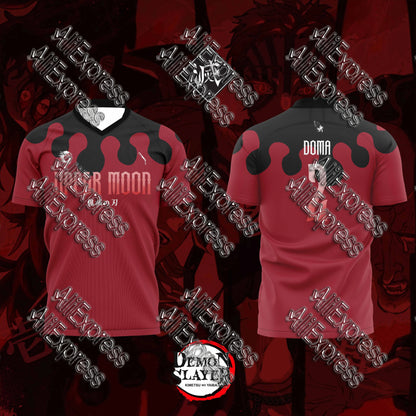 Summer Vintage Anime Devil Slayer Short Sleeve Tops Fashion Unisex Manga Breathable V-Neck T-Shirt Japanese Classic Anime Tee