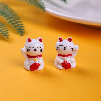 10-50pcs Cute Mini Wealth Lucky Gold Cat Animal Decoration Resin Craft Miniature Figure Bonsai Microlandscape Fairy Garden Decor