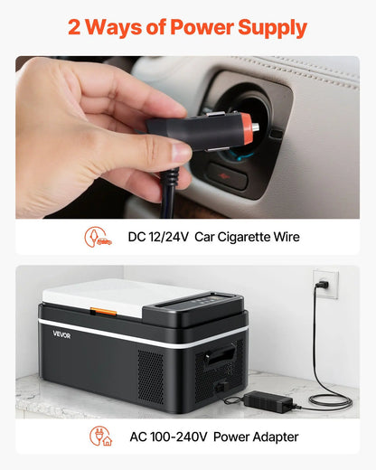Car Refrigerator, DC 12/24V AC100-240V Compressor Electric Cooler, -4°F to 68°F Car Fridge with APP Control, 21 QT Cars Freezer for RVs, Campsites, Boats, Camping, Fishing, 60W Portable Freezer