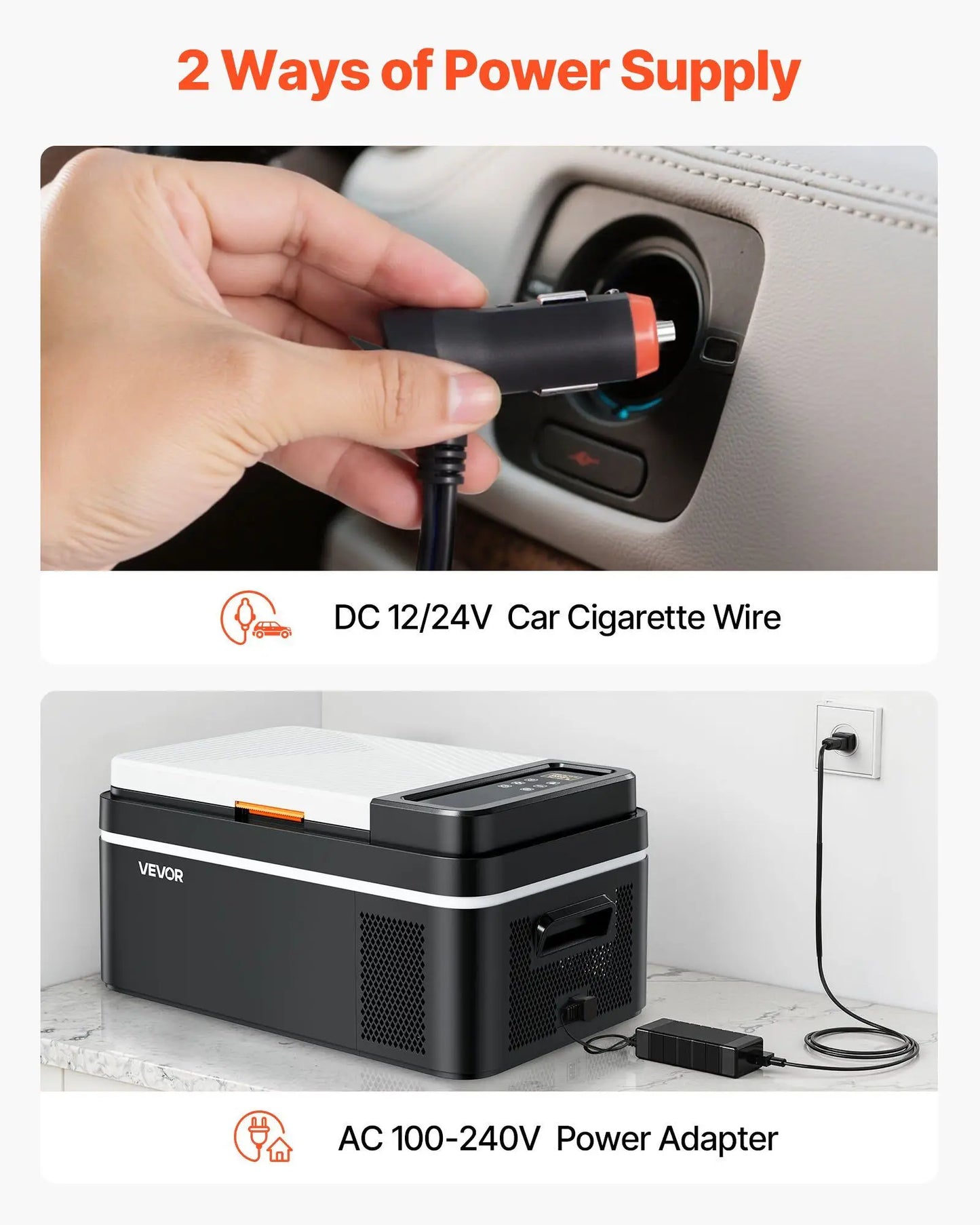 Car Refrigerator, DC 12/24V AC100-240V Compressor Electric Cooler, -4°F to 68°F Car Fridge with APP Control, 21 QT Cars Freezer for RVs, Campsites, Boats, Camping, Fishing, 60W Portable Freezer
