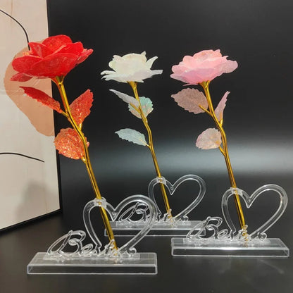 5/10/20PCS Valentine's Day Foil Plated Rose Gold Lasts Forever Love Wedding Decor Foil Rose Artificial Wedding Mother's Day Gift