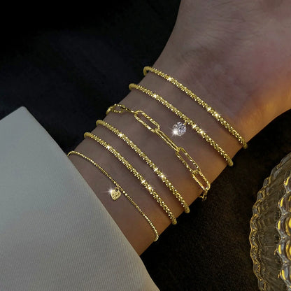 5PCS/Set Rhinestone Butterfly Bracelet Set for Women Korean Fashion Designer Adjustable Bead Bracelet Luxury Original Jewelry