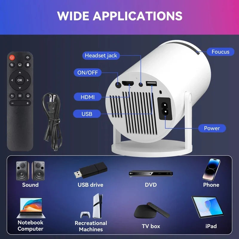4K Mini Projector 10000 Lumens LED 1080P WiFi Bluetooth Ultra HD Portable Home Theater
