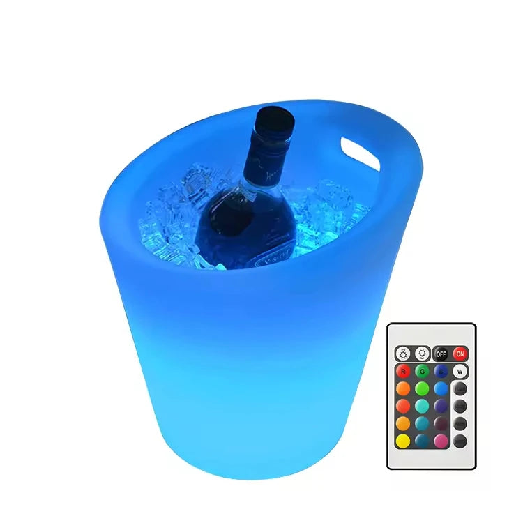 LED Light Up Ice Bucket 7 Colors Changing With Remote Control Handle For Bar KTV Beer Wine Cooler