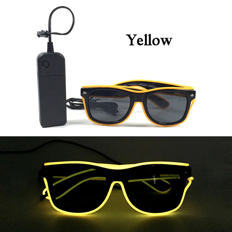 1PC Light Up LED Glasses Glow Sunglasses EL Wire Neon Glasses Glow in The Dark Party Supplies Neon Party Favors for Adults